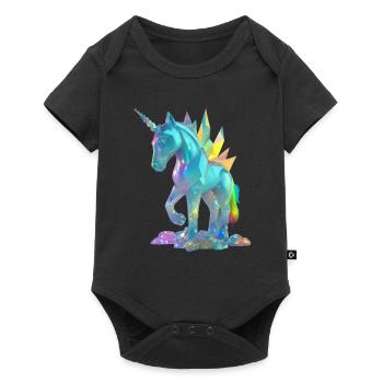 Statue de licorne en cristal doux dans toute sa splendeur - Body à manches courtes Premium Bébé - noir - Devant