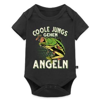 Coole Jungs Gehen Angeln Fischen Angler - Baby Premium Kurzarmbody - Schwarz - Vorne