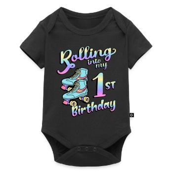 Rolling Into My 1st Birthday Quad Skater - Baby Premium Kurzarmbody - Schwarz - Vorne