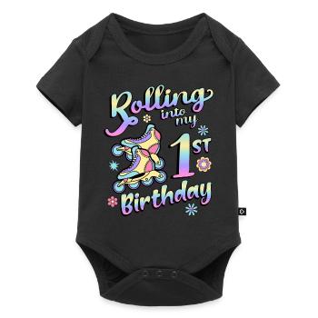 Rolling Into My 1st Birthday Roller Skater Inline - Baby Premium short-sleeve bodysuit - black - Front