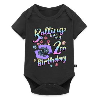 Rolling Into My 2nd Birthday Quad Skater - Baby Premium Kurzarmbody - Schwarz - Vorne