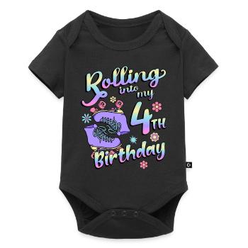 Rolling Into My 4th Birthday Quad Skater - Baby Premium Kurzarmbody - Schwarz - Vorne