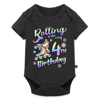 Rolling Into My 4th Birthday Roller Skater Inline - Baby Premium short-sleeve bodysuit - black - Front