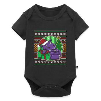Ugly Christmas Sweater Tshirt Weihnachten Nilpferd - Baby Premium Kurzarmbody - Schwarz - Vorne
