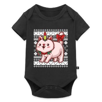 Moche pull de Noël Tshirt chat de Noël - Body à manches courtes Premium Bébé - noir - Devant