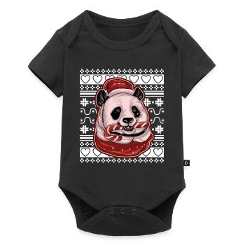 Ugly Christmas Sweater Tshirt Weihnachten Panda - Baby Premium Kurzarmbody - Schwarz - Vorne