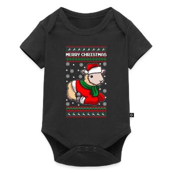 Sheep with Ugly Christmas Sweater - Baby Premium short-sleeve bodysuit - black - Front