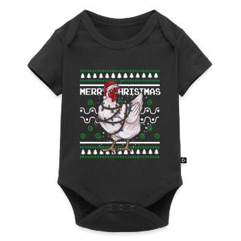 Ugly Christmas Sweater Tshirt Christmas Chicken - Baby Premium short-sleeve bodysuit - black - Front