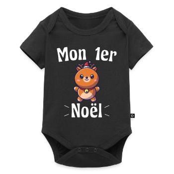 Mon 1er Noël Petit Renne Enfant - Body à manches courtes Premium Bébé - noir - Devant