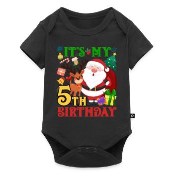 C’est mon 5ème anniversaire Père Noël - Body à manches courtes Premium Bébé - noir - Devant