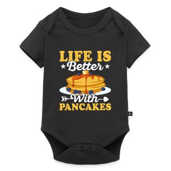 Life Is Better With Pancakes Pancake Day Foodie Fl - Baby Premium Kurzarmbody - Schwarz - Vorne