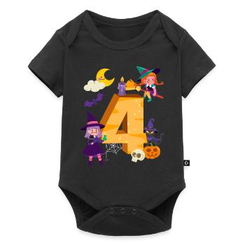 4th birthday witch broom 4 years old child - Baby Premium short-sleeve bodysuit - black - Front
