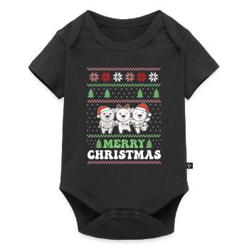 Merry Christmas retro ugly christmas polar bear - Baby Premium short-sleeve bodysuit - black - Front