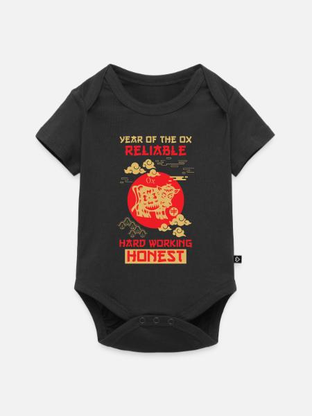 Ochse Chinesisches Tierkreiszeichen - Baby Premium Kurzarmbody - Schwarz
