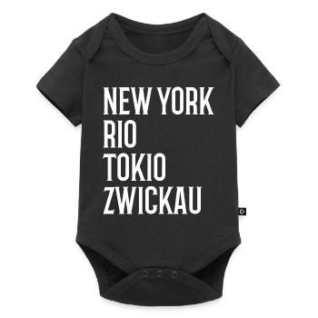 New York Rio Tokio Zwickau Erzgebirge - Baby Premium Kurzarmbody - Schwarz - Vorne