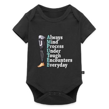 Leg surgery wheelchair lost leg - Baby Premium short-sleeve bodysuit - black - Front