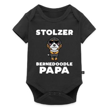 Bernedoodle Papa Hund Mit Sonnenbrille - Baby Premium Kurzarmbody - Schwarz - Vorne