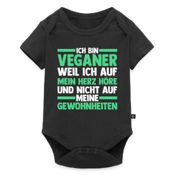 Fleischlos Vegan Pflanzlich Veganer - Baby Premium Kurzarmbody - Schwarz - Vorne