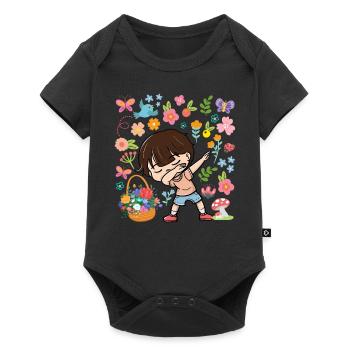 Dabbing Boy Hippie Bouquet Basket Spring - Baby Premium short-sleeve bodysuit - black - Front