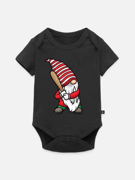 Weihnachtswichtel Weihnachten Baseball - Baby Premium Kurzarmbody - Schwarz