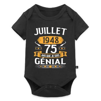 Juillet 1948 75 Ans Que Je Suis Génial Cadeau - Body à manches courtes Premium Bébé - noir - Devant