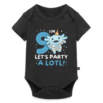 9ème anniversaire Axolotl neuf ans doux Axolotls - Body à manches courtes Premium Bébé - noir - Devant