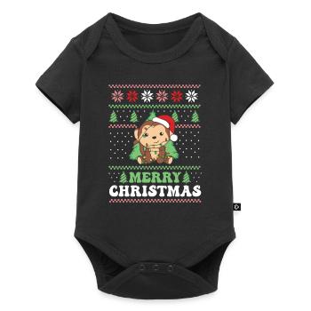 Joyeux Noël rétro moche singes de Noël - Body à manches courtes Premium Bébé - noir - Devant