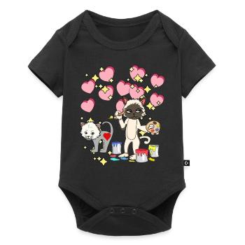 Fantasy Cat Artist Paints Brush Art Kid - Baby Premium short-sleeve bodysuit - black - Front