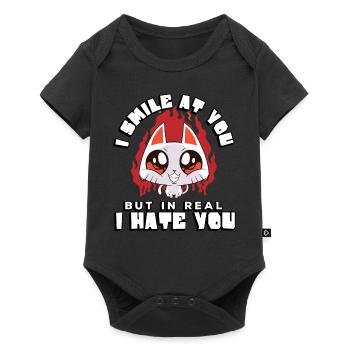 I smile at you, but in reality I hate - Baby Premium short-sleeve bodysuit - black - Front