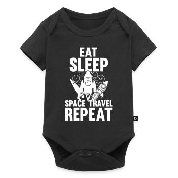 Eat Sleep Space Travel Repeat - Space Rocket Ship - Baby Premium Kurzarmbody - Schwarz - Vorne