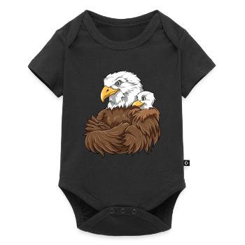 Starker Adler mit Adler Kind für einen Adler - Baby Premium Kurzarmbody - Schwarz - Vorne