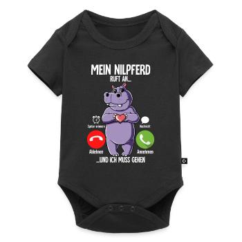Mein Nilpferd Ruft An - Baby Premium Kurzarmbody - Schwarz - Vorne