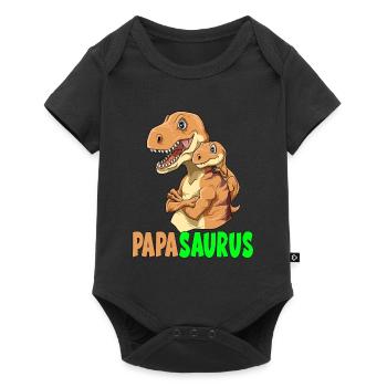 Papasaurus Dino Sohn Papa Vatertag Dinosaurier - Baby Premium Kurzarmbody - Schwarz - Vorne