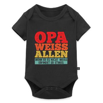 Opa weiss alles - Wenn er es nicht weiss erfindet - Baby Premium Kurzarmbody - Schwarz - Vorne