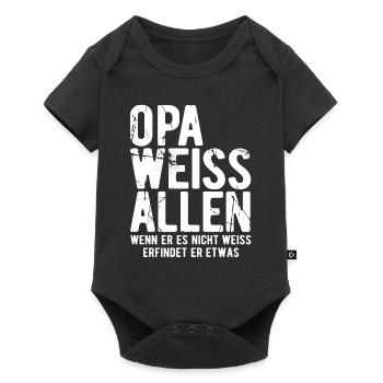 Opa weiss alles Opa Großvater Geschenk Opa Allwiss - Baby Premium Kurzarmbody - Schwarz - Vorne