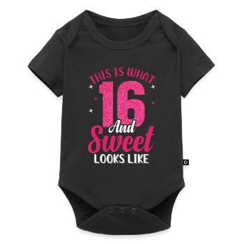 16e anniversaire pour les filles Fille Seize ans - Body à manches courtes Premium Bébé - noir - Devant