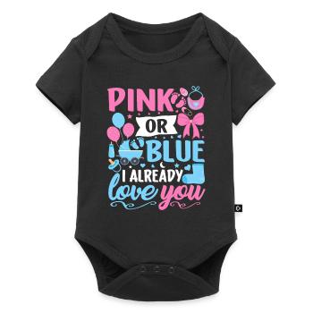 Rosa oder Blau Ich liebe dich schon Junge oder Mädchen - Baby Premium Kurzarmbody - Schwarz - Vorne