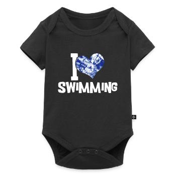 Schimmer Schwimmen I Love Swimming - Baby Premium Kurzarmbody - Schwarz - Vorne