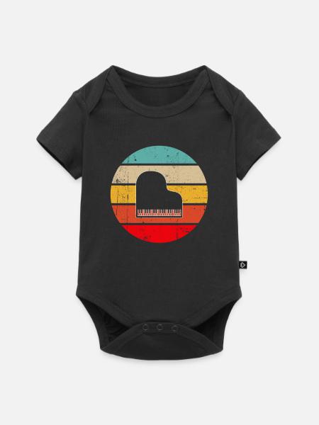 Klavier Retro - Baby Premium Kurzarmbody - Schwarz