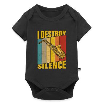 I Destroy Silence Saxophone Player Marching Band S - Body à manches courtes Premium Bébé - noir - Devant