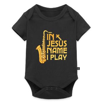In Jesus Name I Play Saxophonist Marching Band Sax - Baby Premium short-sleeve bodysuit - black - Front