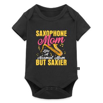 Saxophone Maman comme une maman normale mais Saxopho Saxier - Body à manches courtes Premium Bébé - noir - Devant
