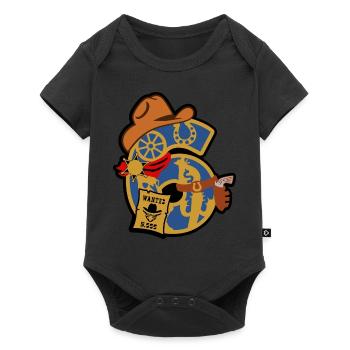 Cowboy 6. Geburtstagsparty Nummer 6 - 6 Jahre - Baby Premium Kurzarmbody - Schwarz - Vorne