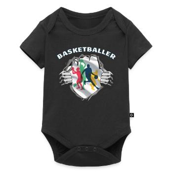 Basketball Geschenkidee Sport Design - Baby Premium Kurzarmbody - Schwarz - Vorne