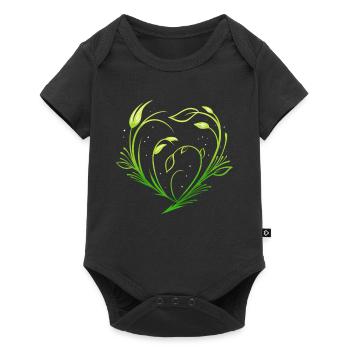 Plantes vertes formant le cœur - Végétarien Go Vegan - Body à manches courtes Premium Bébé - noir - Devant