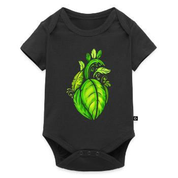 Heart Of Green Leaves - Végétarien - Devenez végétalien - Body à manches courtes Premium Bébé - noir - Devant