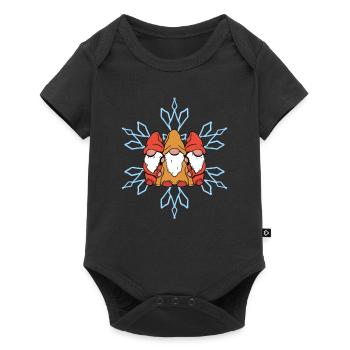 Drei Wichtel Schneeflocke - Familie Weihnachten - Baby Premium Kurzarmbody - Schwarz - Vorne