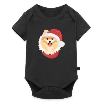 Zwergspitz Frohe Weihnachten - Baby Premium Kurzarmbody - Schwarz - Vorne