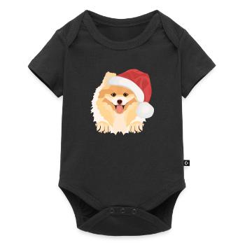 Zwergspitz Frohe Weihnachten - Baby Premium Kurzarmbody - Schwarz - Vorne