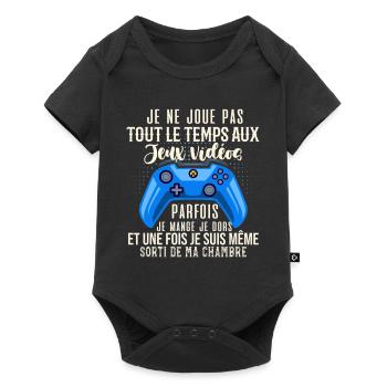 Accro Aux Jeux Vidéo Idée Cadeau Pour Ado Gamer - Body à manches courtes Premium Bébé - noir - Devant